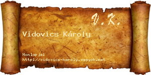 Vidovics Károly névjegykártya
